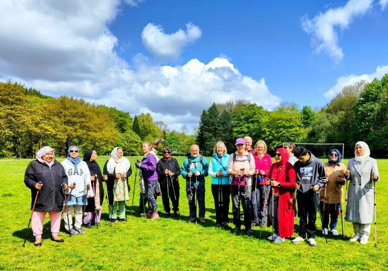 Community members taking part in an outdoor walk or activity