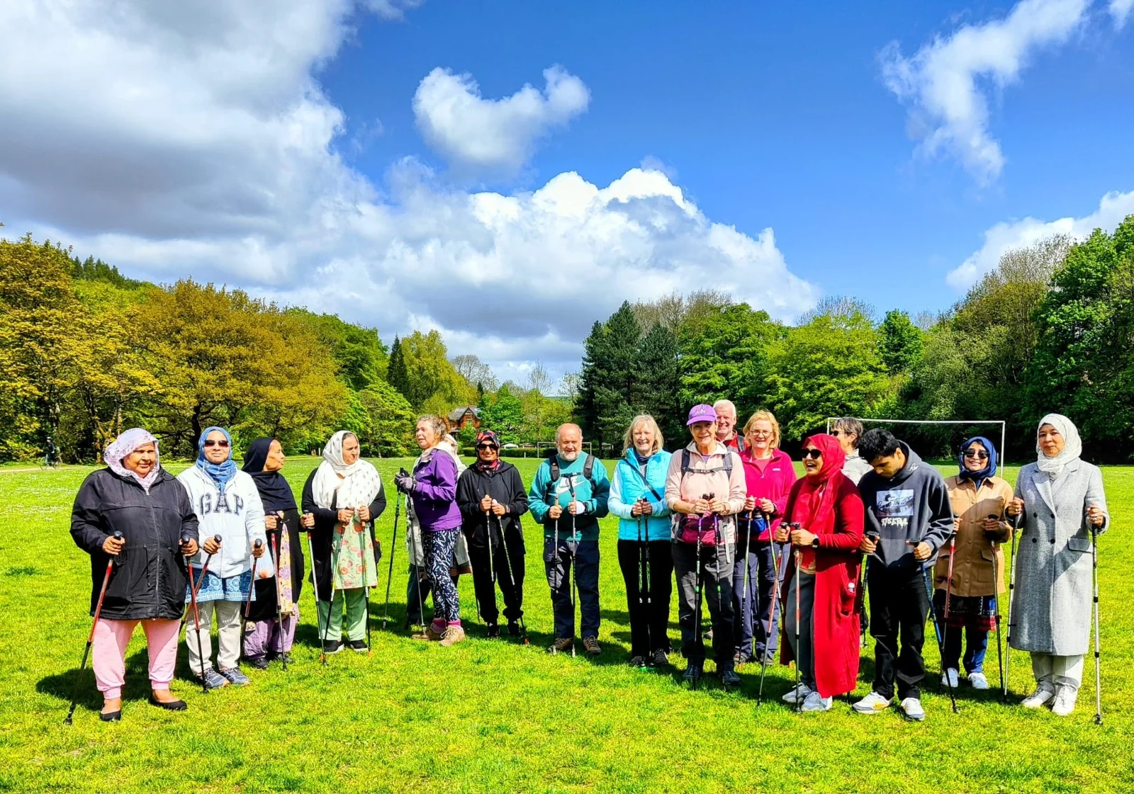 Community members taking part in an outdoor walk or activity