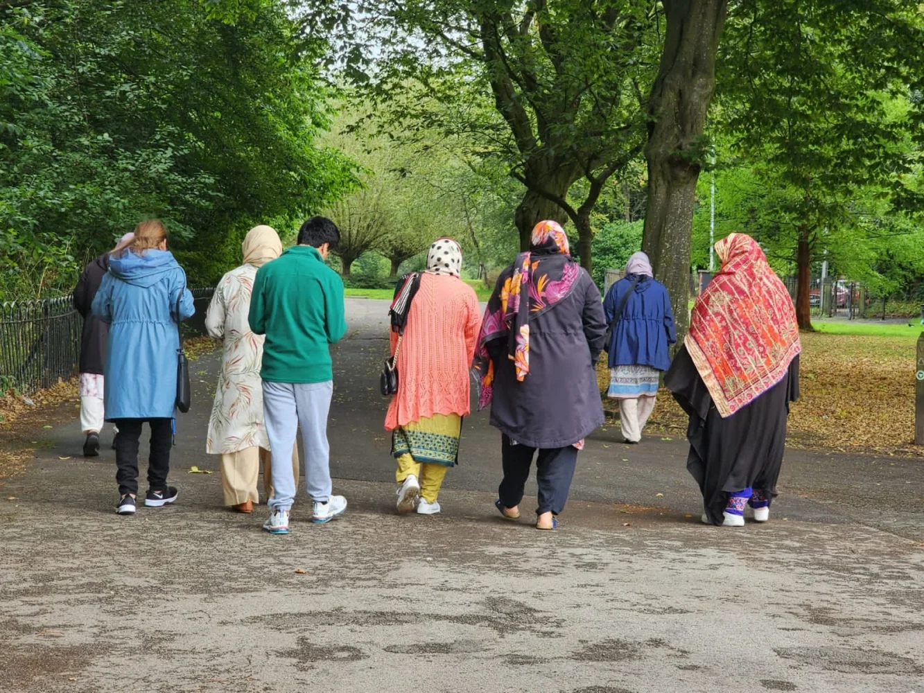 Community members taking part in an outdoor walk or activity