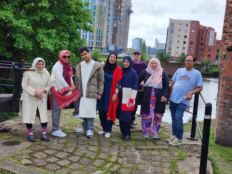 Community members taking part in an outdoor walk or activity