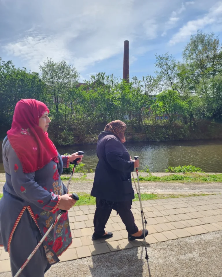 Community members taking part in an outdoor walk or activity