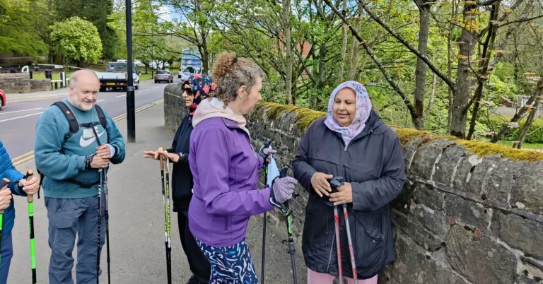 Community members taking part in an outdoor walk or activity
